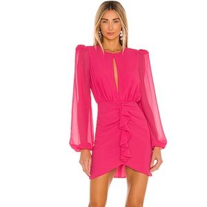NBD Arijana hot pink mini front slit dress